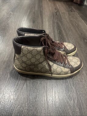 Gucci Brown GG Monogram High-Top Sneakers